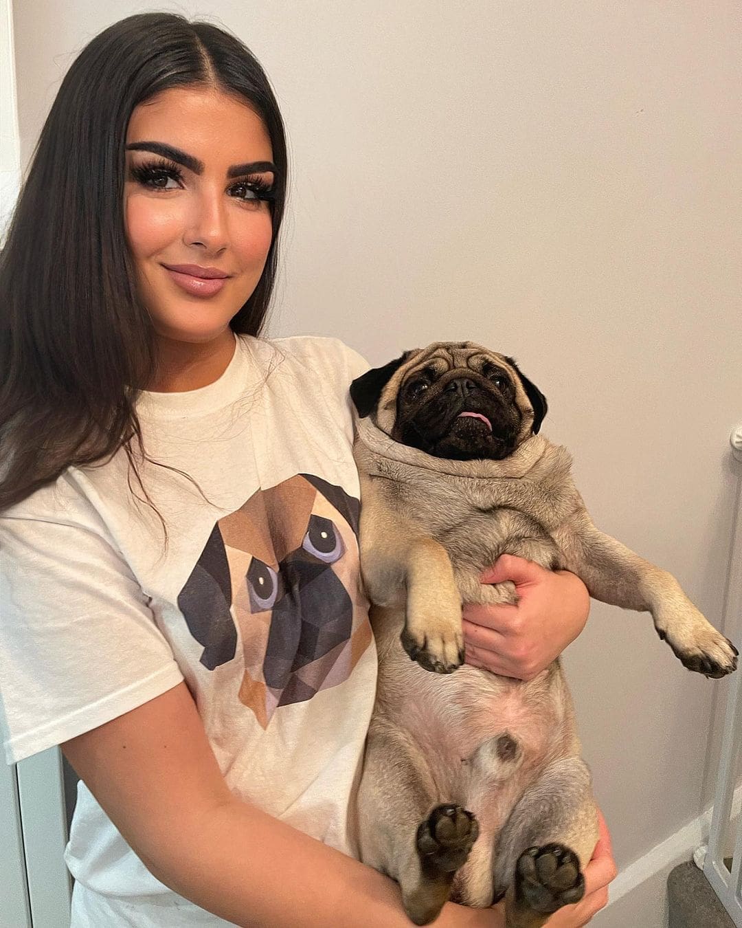 Lucia Low Poly Pug T-shirt White 1