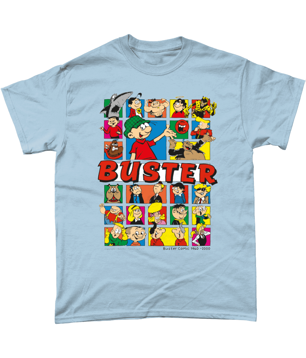 Buster Comic IPC Fleetway Rebellion British Nostalgic T-Shirt Light Blue