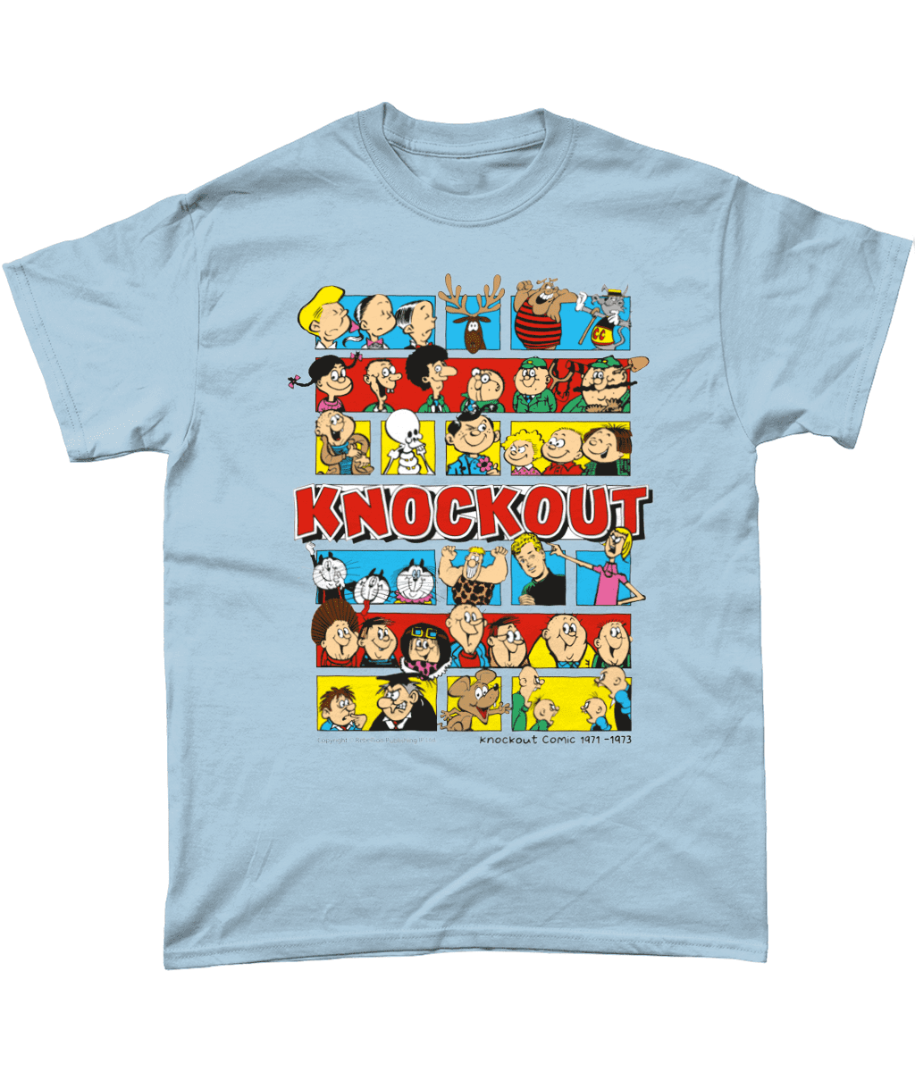 Knockout Comic IPC Fleetway Rebellion British Nostalgic T-Shirt Light Blue