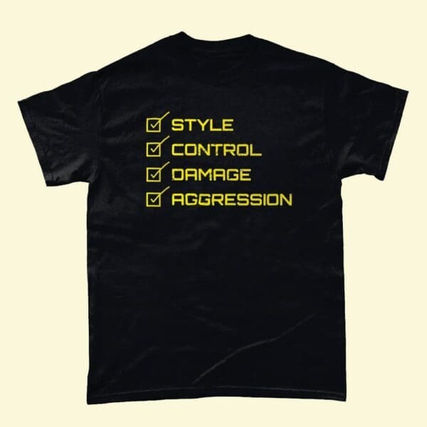 Robot Wars Style Control Damage Aggression T Shirt Black