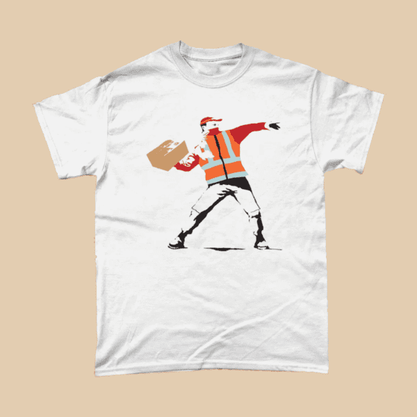 Parcel Thrower Post Office Royal Mail Hermes Yodel Postman Men's T-Shirt White